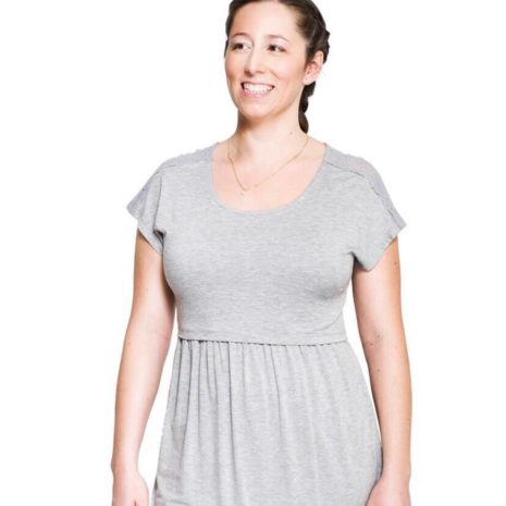 Momzelle Florence Top - Light Heather Grey