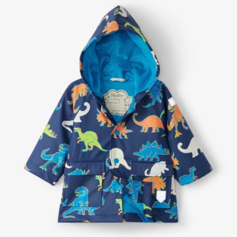 Hatley Linework Dinos Colour Changing Baby Raincoat