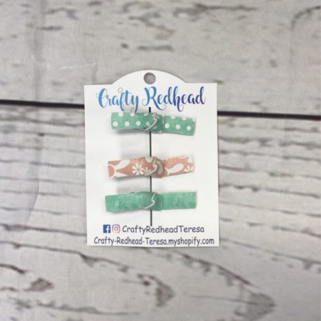 Crafty Redhead Clips 3pk - Turquoise & Pink
