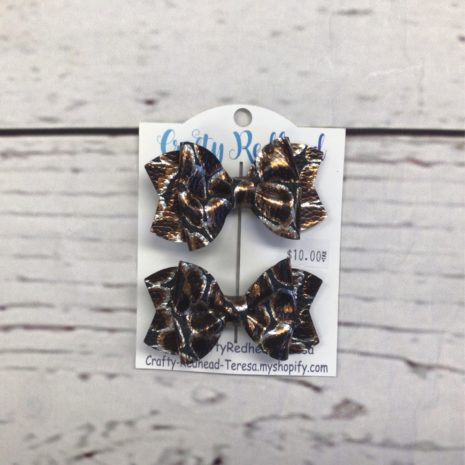 Crafty Redhead 3” Wide Pigtail Bows- Metallic Browns