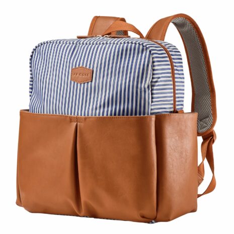 JJ Cole Popperton Backpack Diaper Bag - Cognac Stripe
