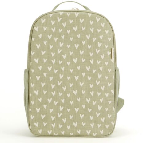 So Young Grade School Backpack - Little Hearts Sage