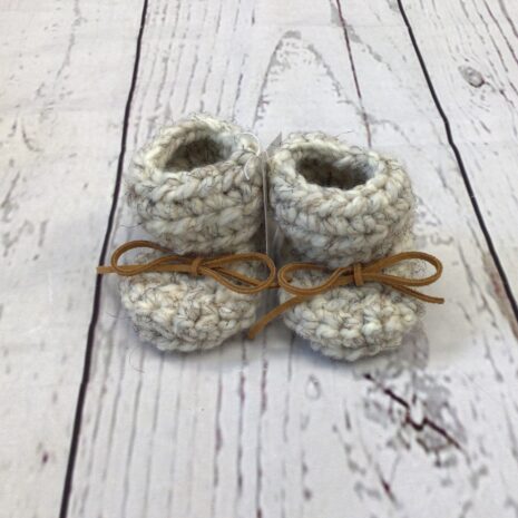 MMD Knits Knitted Booties - Cream Black Fleck