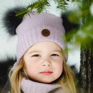 cute faux fur double pompom knit hat