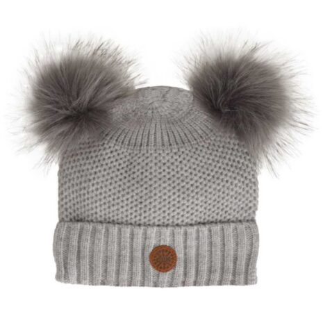 Calikids Winter 2 Pompom Knit Hat- Grey