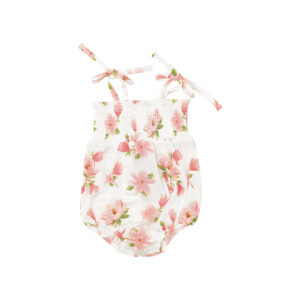 baby girl bubble bamboo romper floral